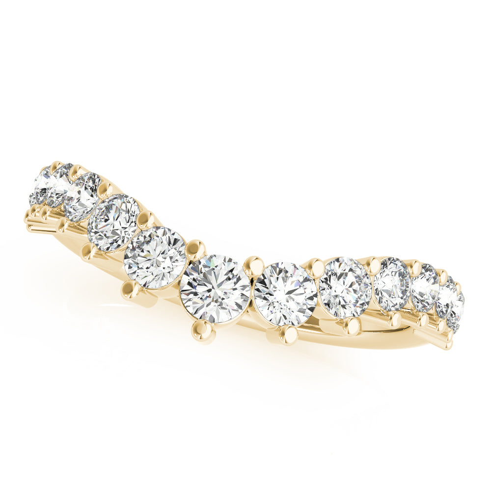Graduating Diamond Chevron Half Eternity Ring in Gold & Platinum