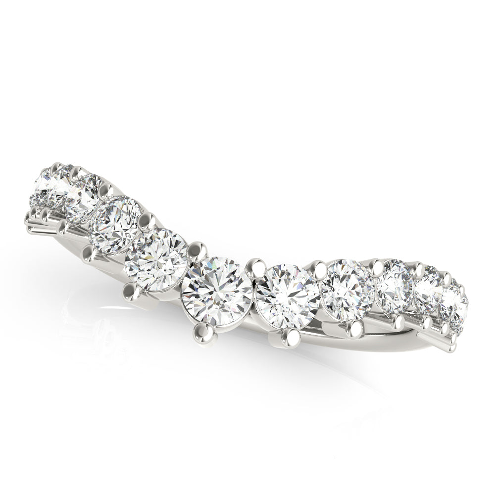 Graduating Diamond Chevron Half Eternity Ring in Gold & Platinum