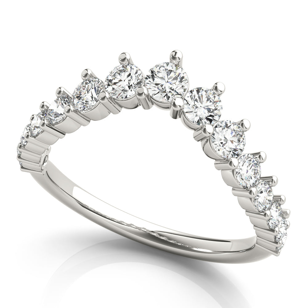 Graduating Diamond Chevron Half Eternity Ring in Gold & Platinum