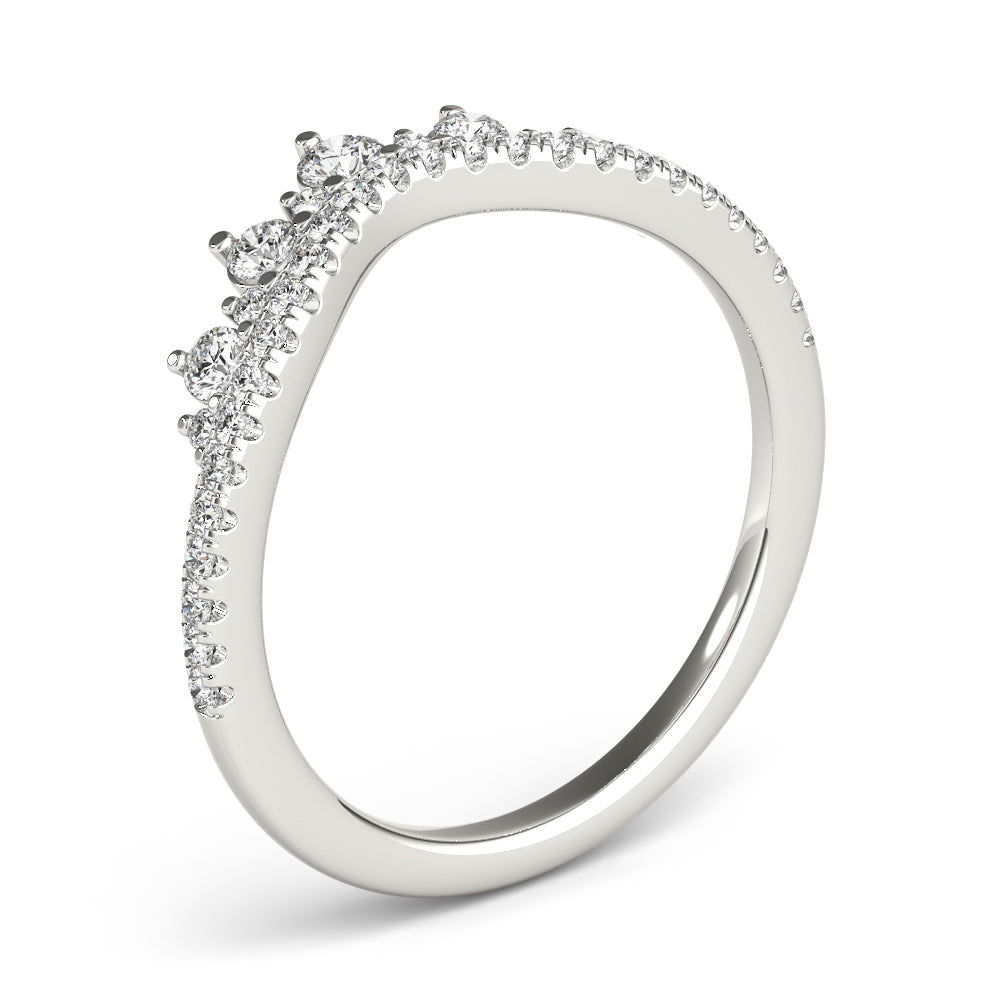 Diamond Chevron Half Eternity Ring in Gold & Platinum