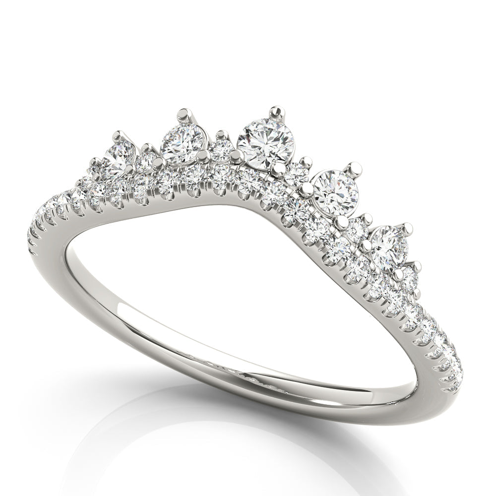 Diamond Chevron Half Eternity Ring in Gold & Platinum