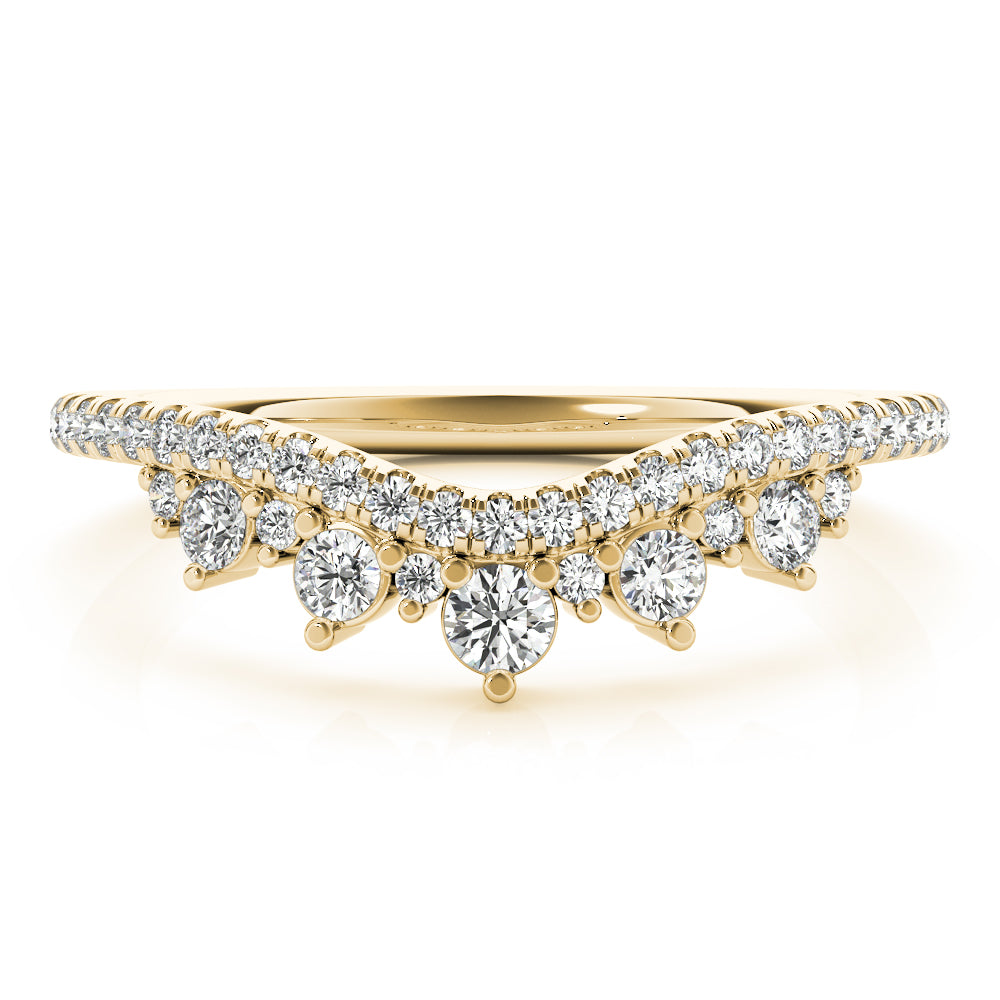 Diamond Chevron Half Eternity Ring in Gold & Platinum