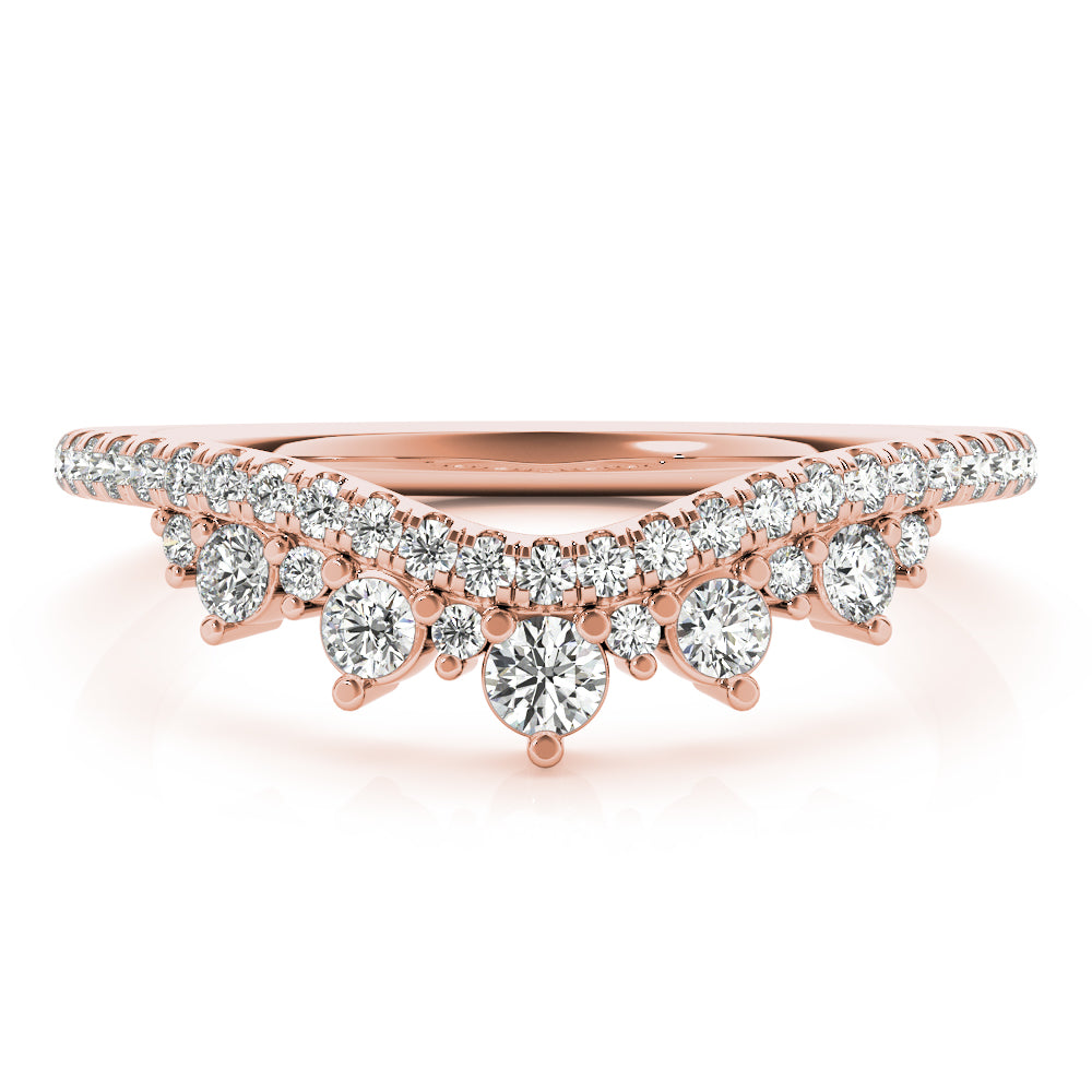 Diamond Chevron Half Eternity Ring in Gold & Platinum