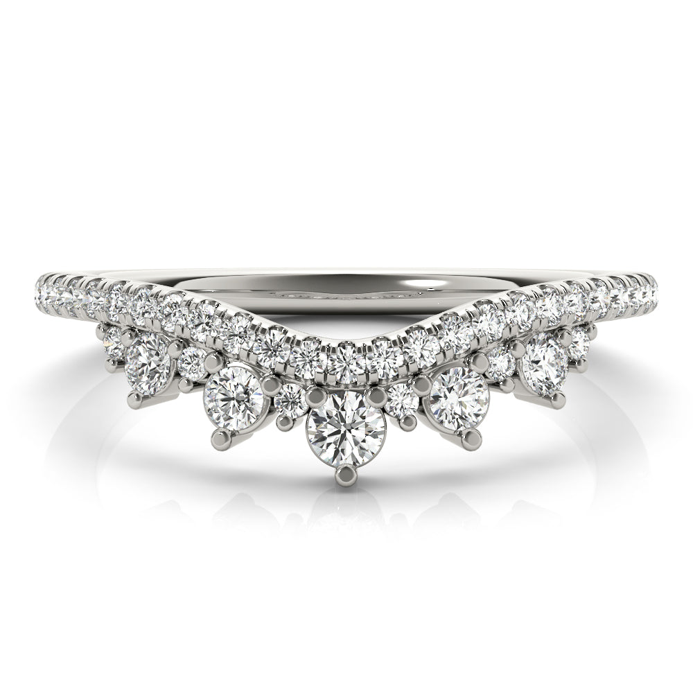 Diamond Chevron Half Eternity Ring in Gold & Platinum