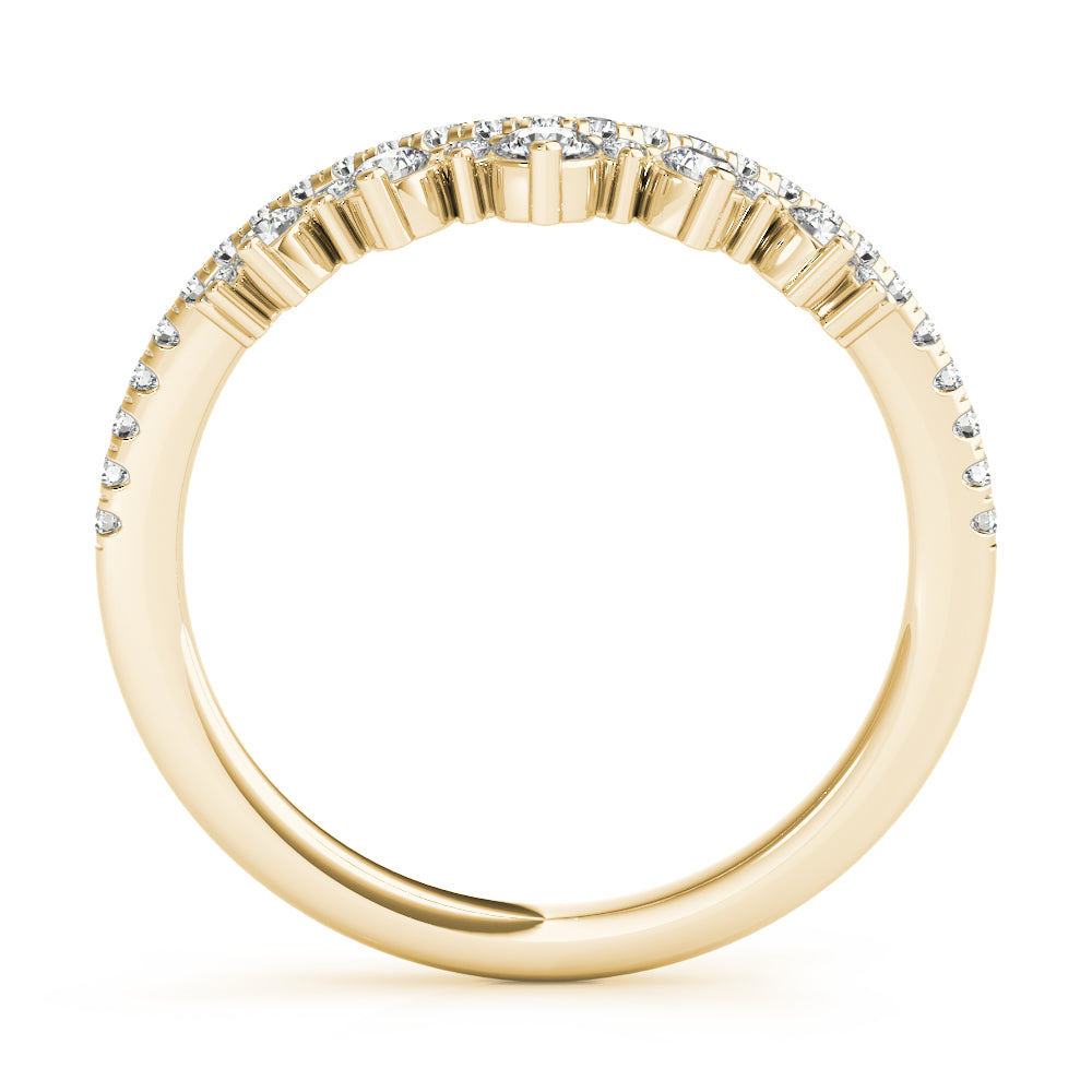 Diamond Chevron Half Eternity Ring in Gold & Platinum