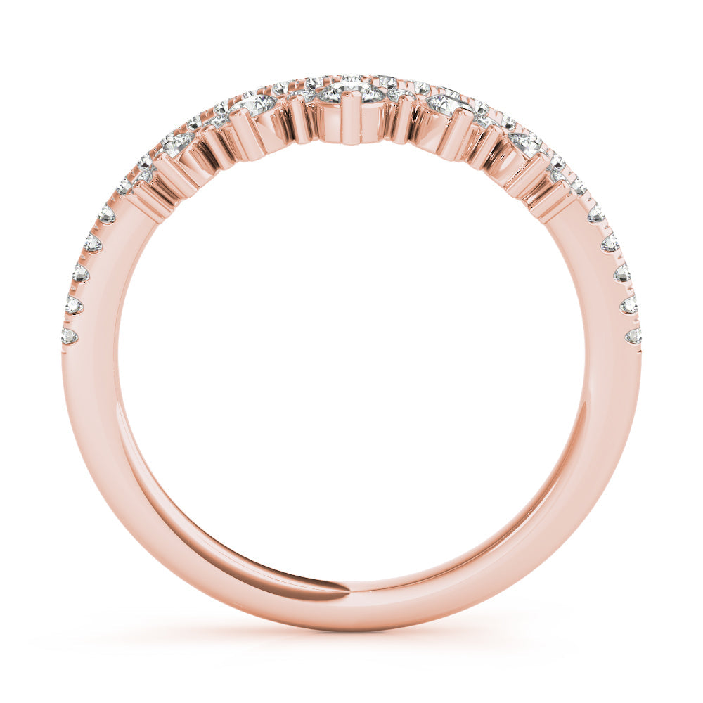 Diamond Chevron Half Eternity Ring in Gold & Platinum