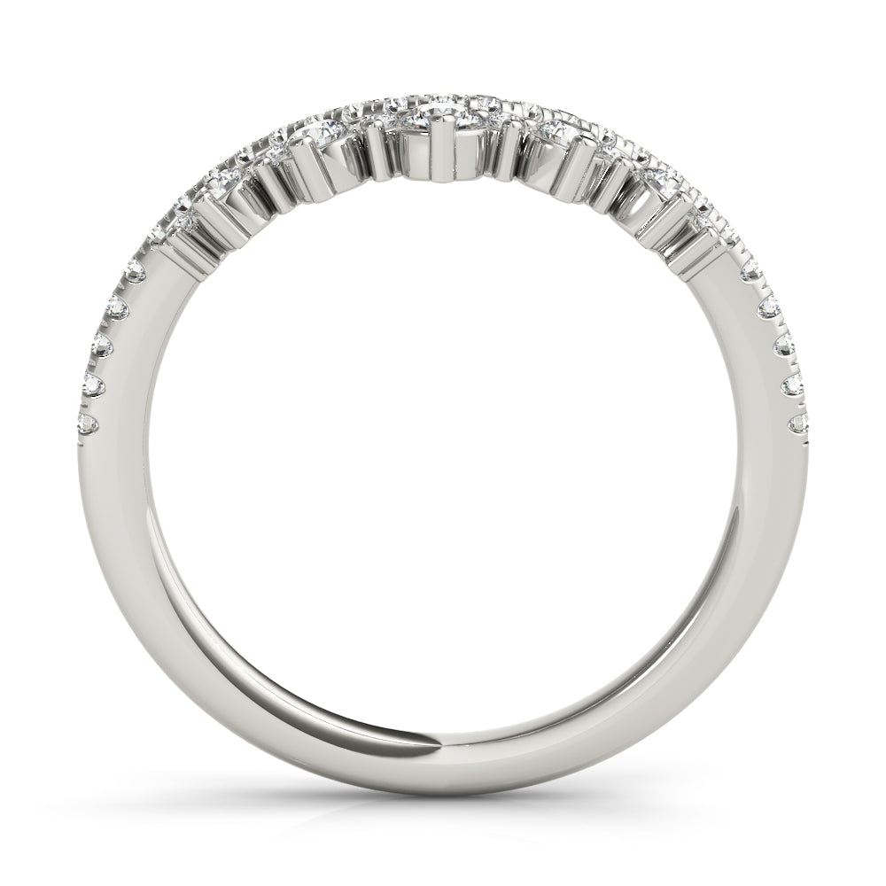 Diamond Chevron Half Eternity Ring in Gold & Platinum