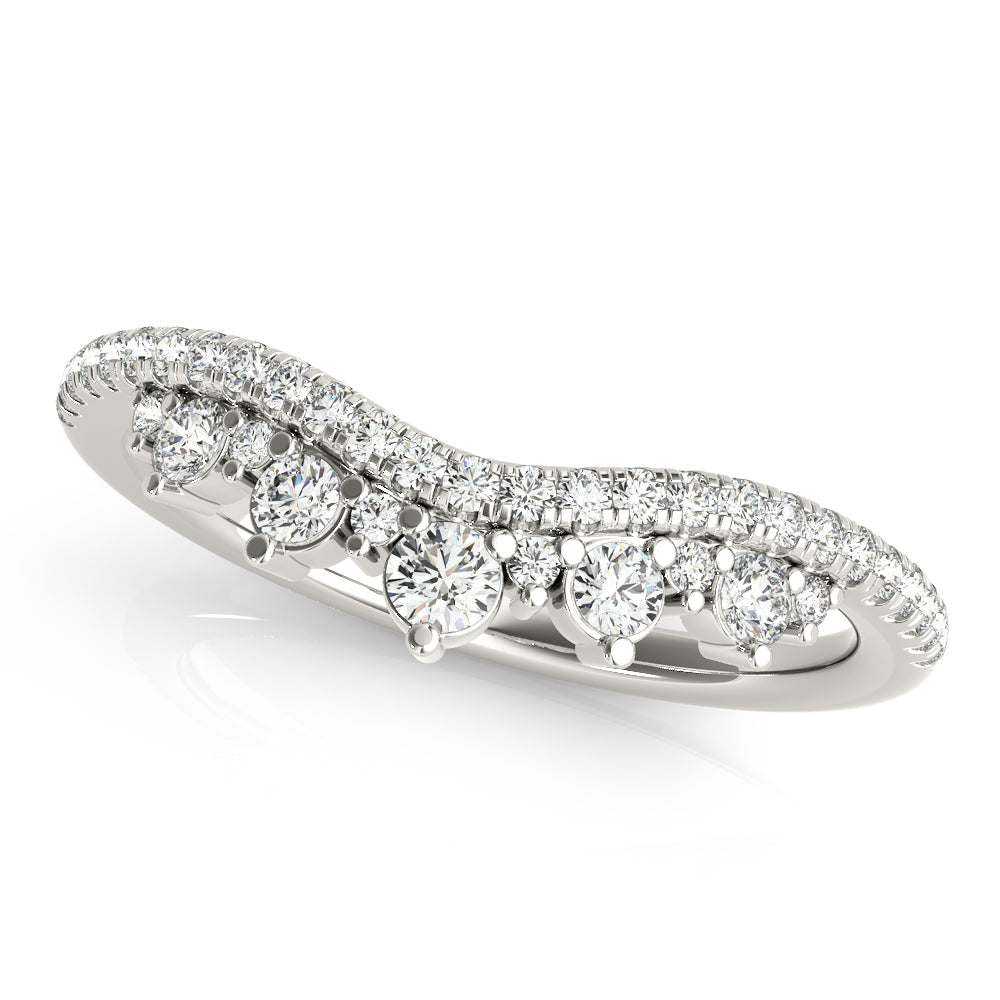 Diamond Chevron Half Eternity Ring in Gold & Platinum