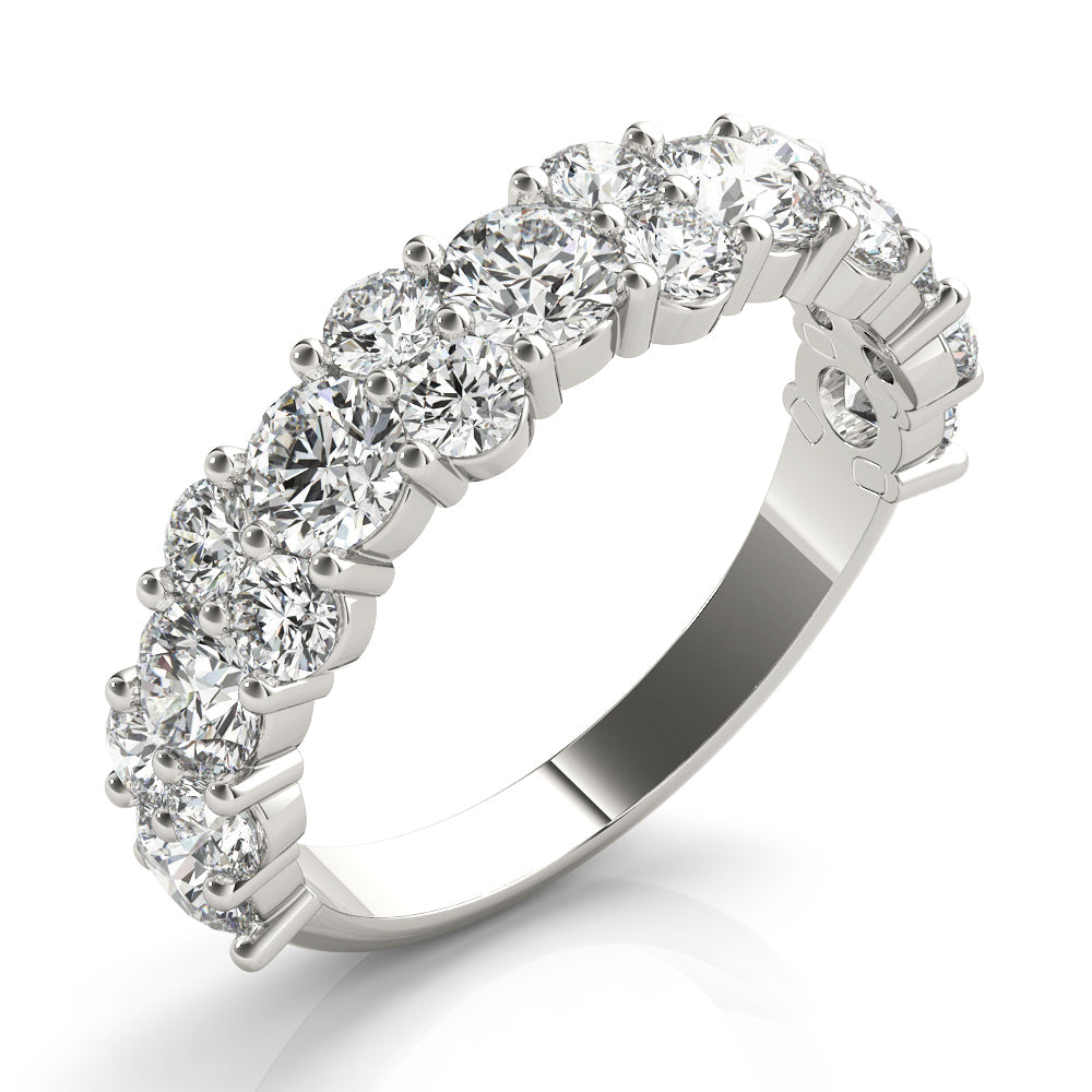 Shared Prong Half Eternity Ring in Gold & Platinum