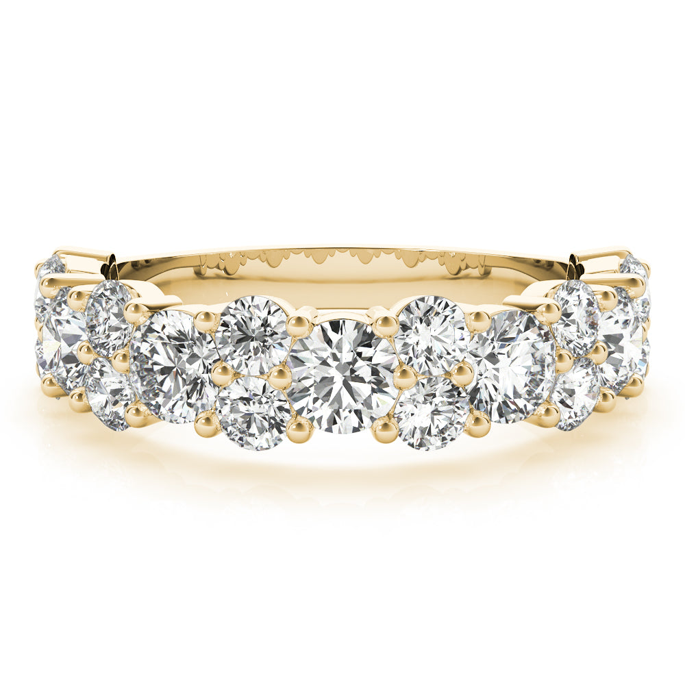 Shared Prong Half Eternity Ring in Gold & Platinum