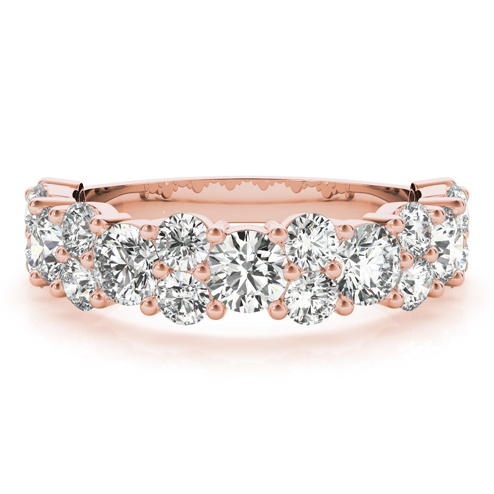 Shared Prong Half Eternity Ring in Gold & Platinum