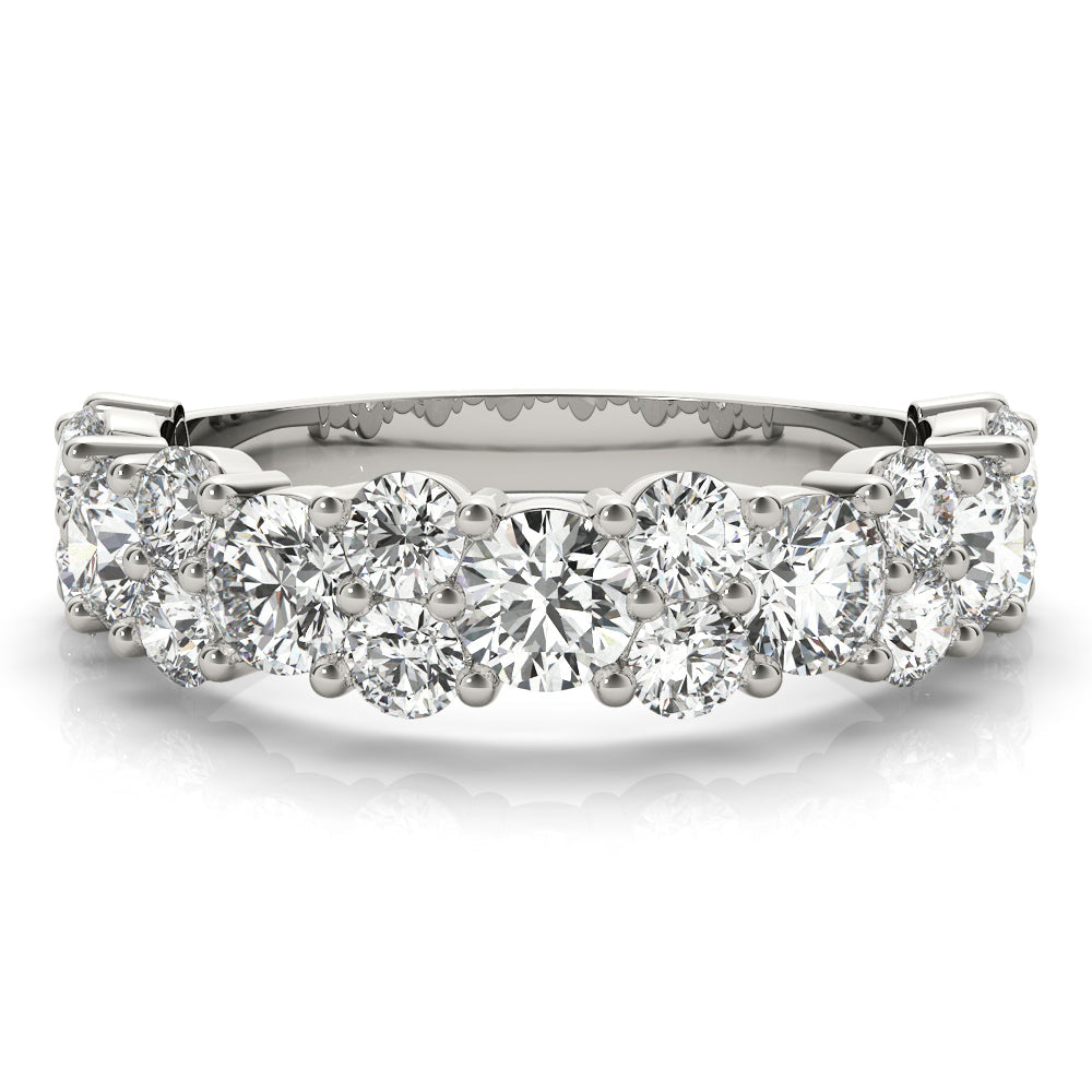 Shared Prong Half Eternity Ring in Gold & Platinum