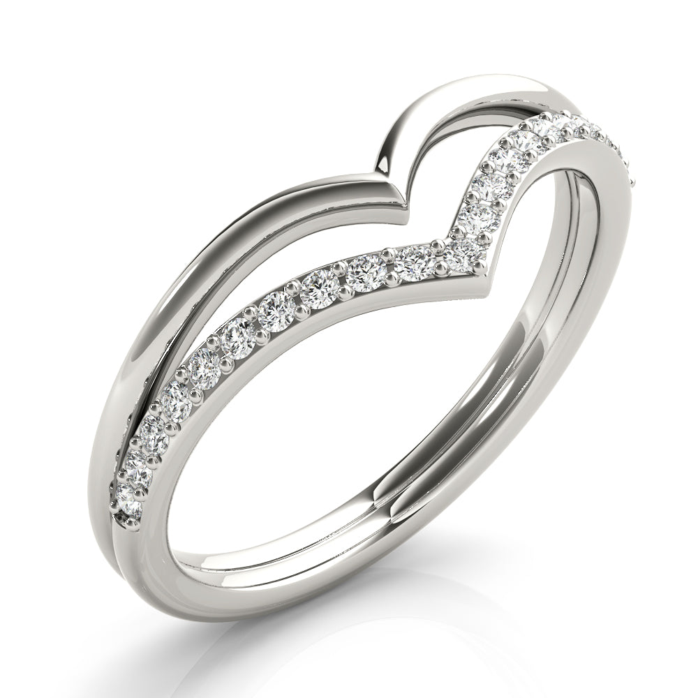 Double Chevron Half Eternity Ring in Gold & Platinum