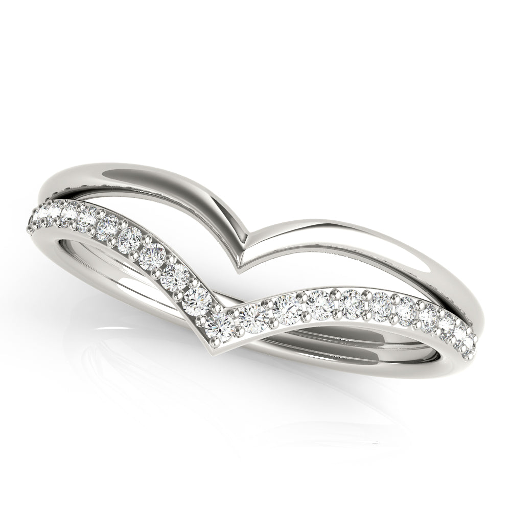 Double Chevron Half Eternity Ring in Gold & Platinum
