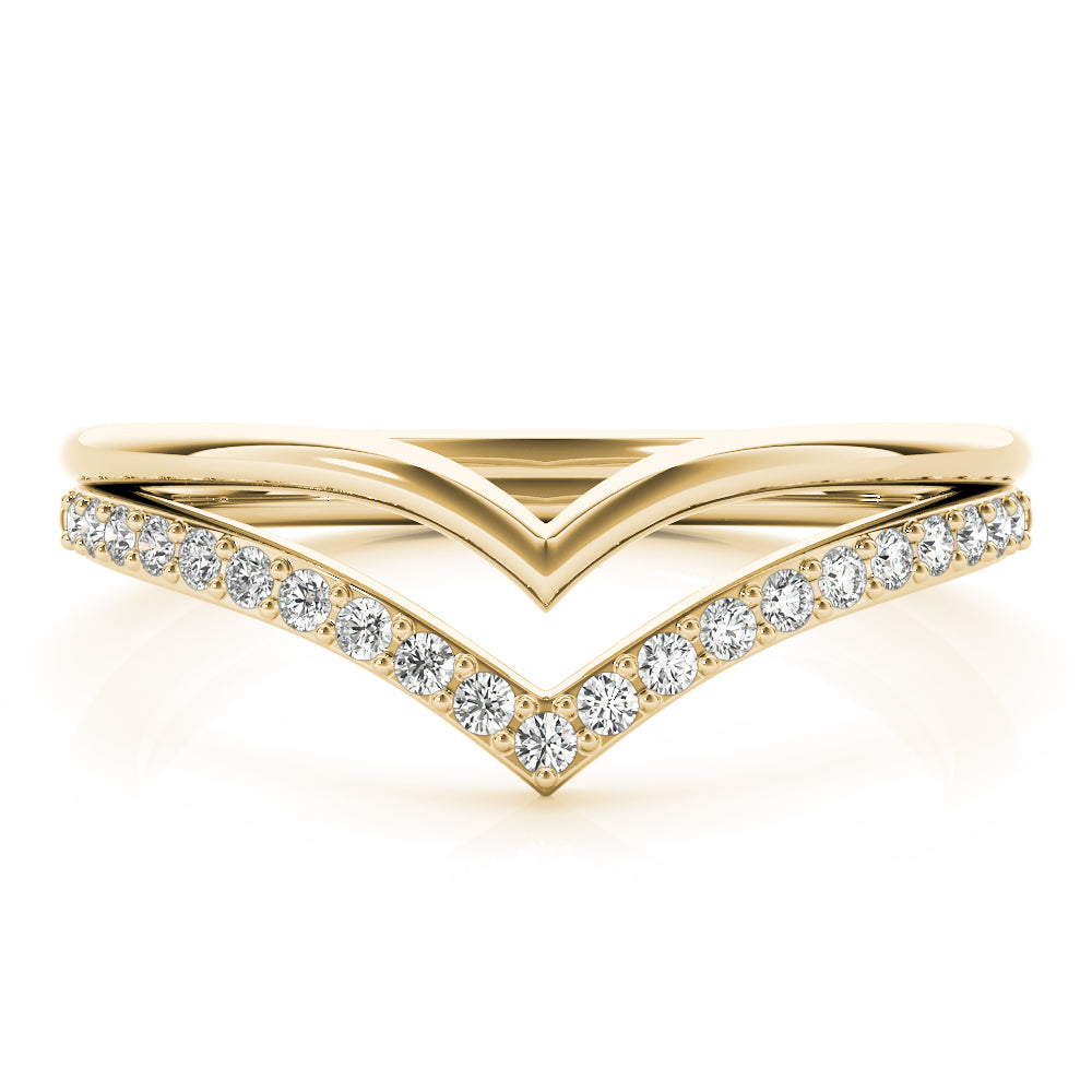 Double Chevron Half Eternity Ring in Gold & Platinum