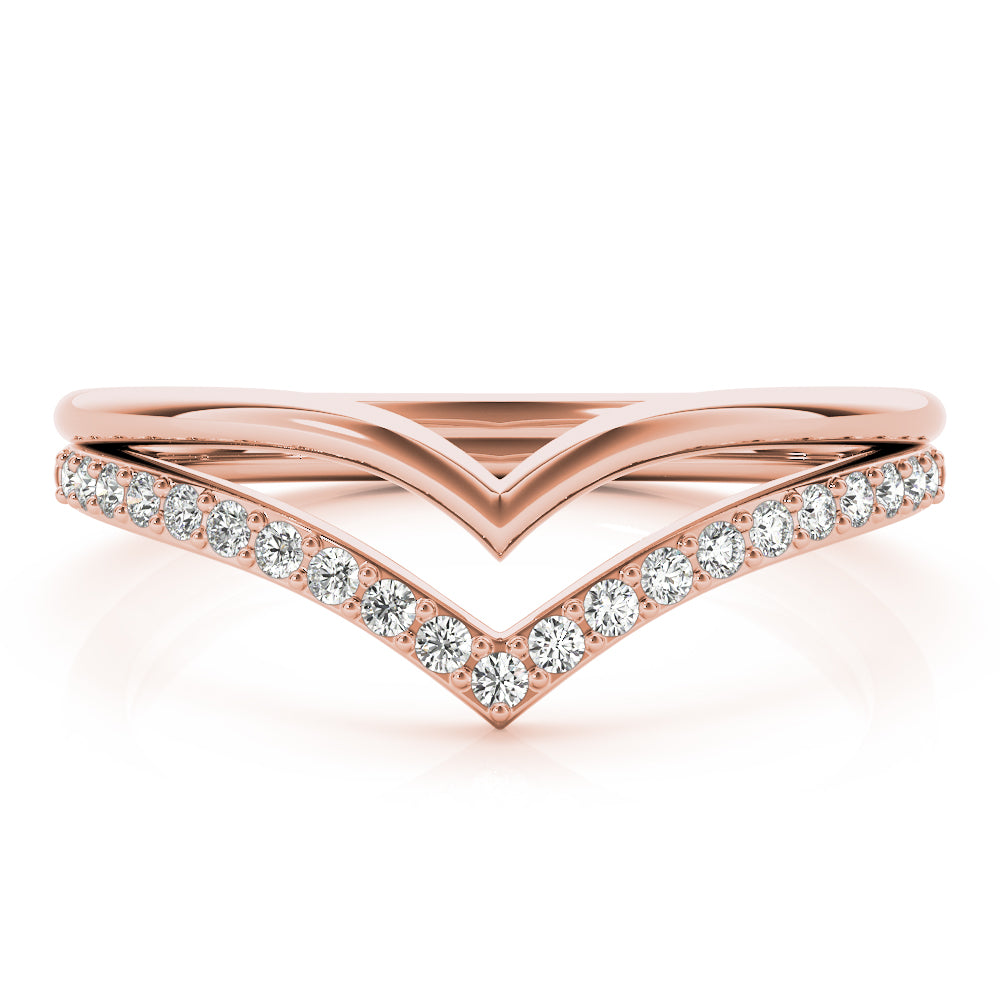 Double Chevron Half Eternity Ring in Gold & Platinum