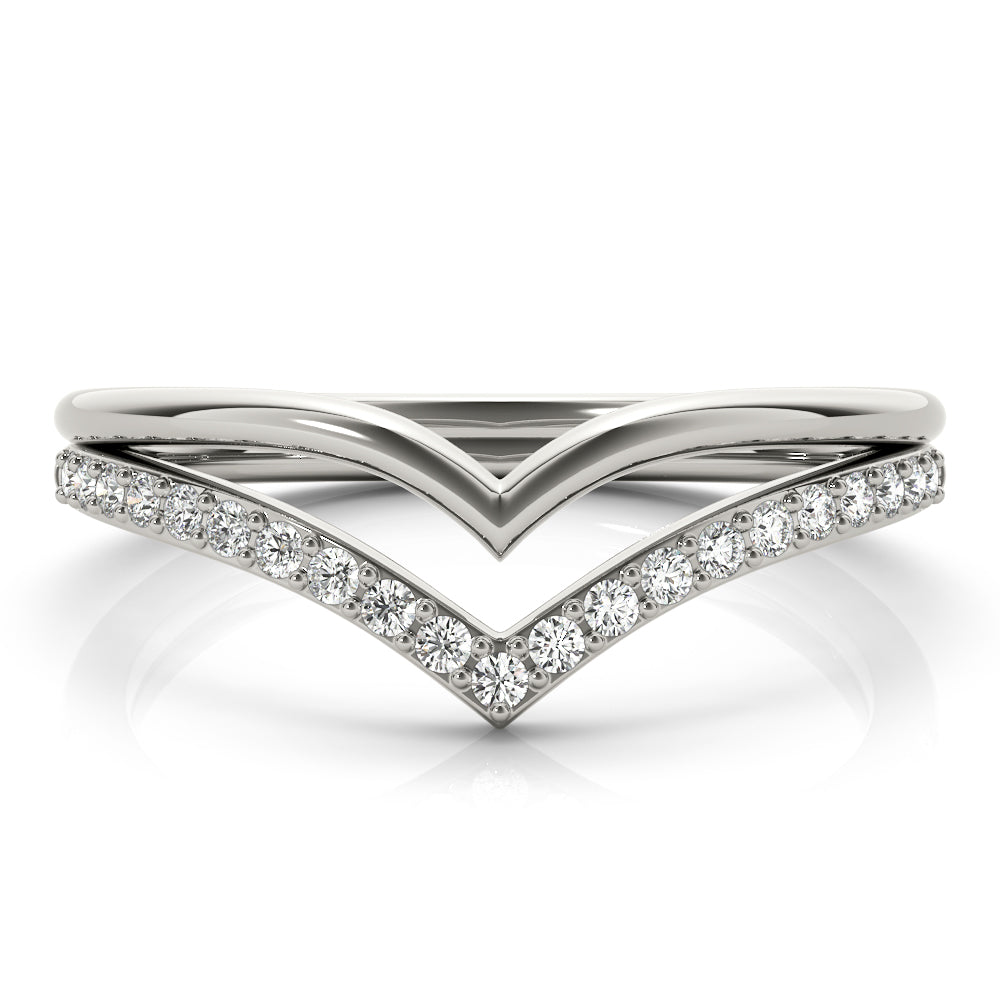 Double Chevron Half Eternity Ring in Gold & Platinum