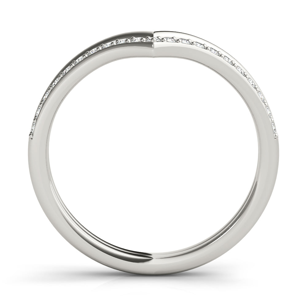 Double Chevron Half Eternity Ring in Gold & Platinum