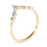 Alternating Round & Marquise Chevron Half Eternity Ring in Gold & Platinum