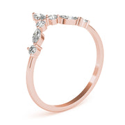 Alternating Round & Marquise Chevron Half Eternity Ring in Gold & Platinum