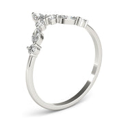 Alternating Round & Marquise Chevron Half Eternity Ring in Gold & Platinum