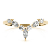 Alternating Round & Marquise Chevron Half Eternity Ring in Gold & Platinum