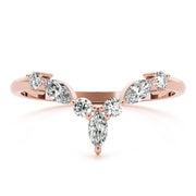 Alternating Round & Marquise Chevron Half Eternity Ring in Gold & Platinum