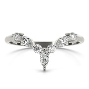 Alternating Round & Marquise Chevron Half Eternity Ring in Gold & Platinum