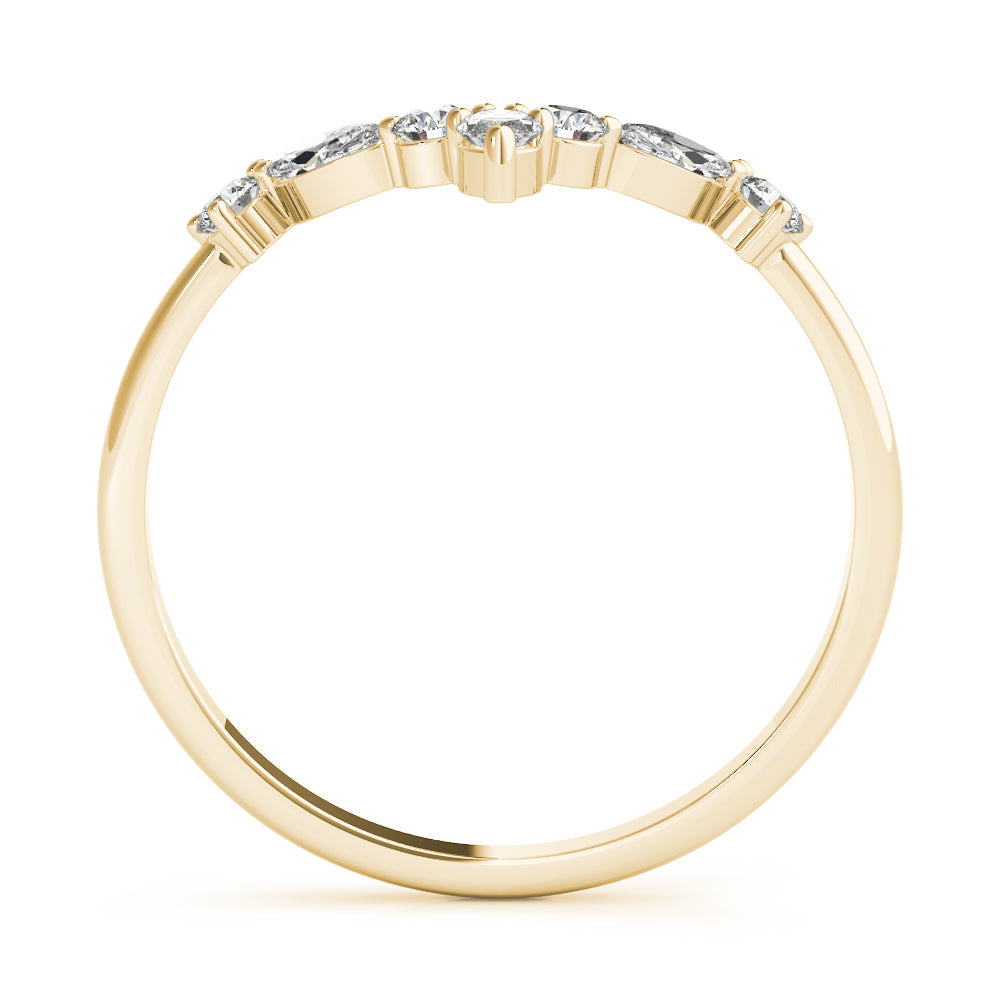Alternating Round & Marquise Chevron Half Eternity Ring in Gold & Platinum