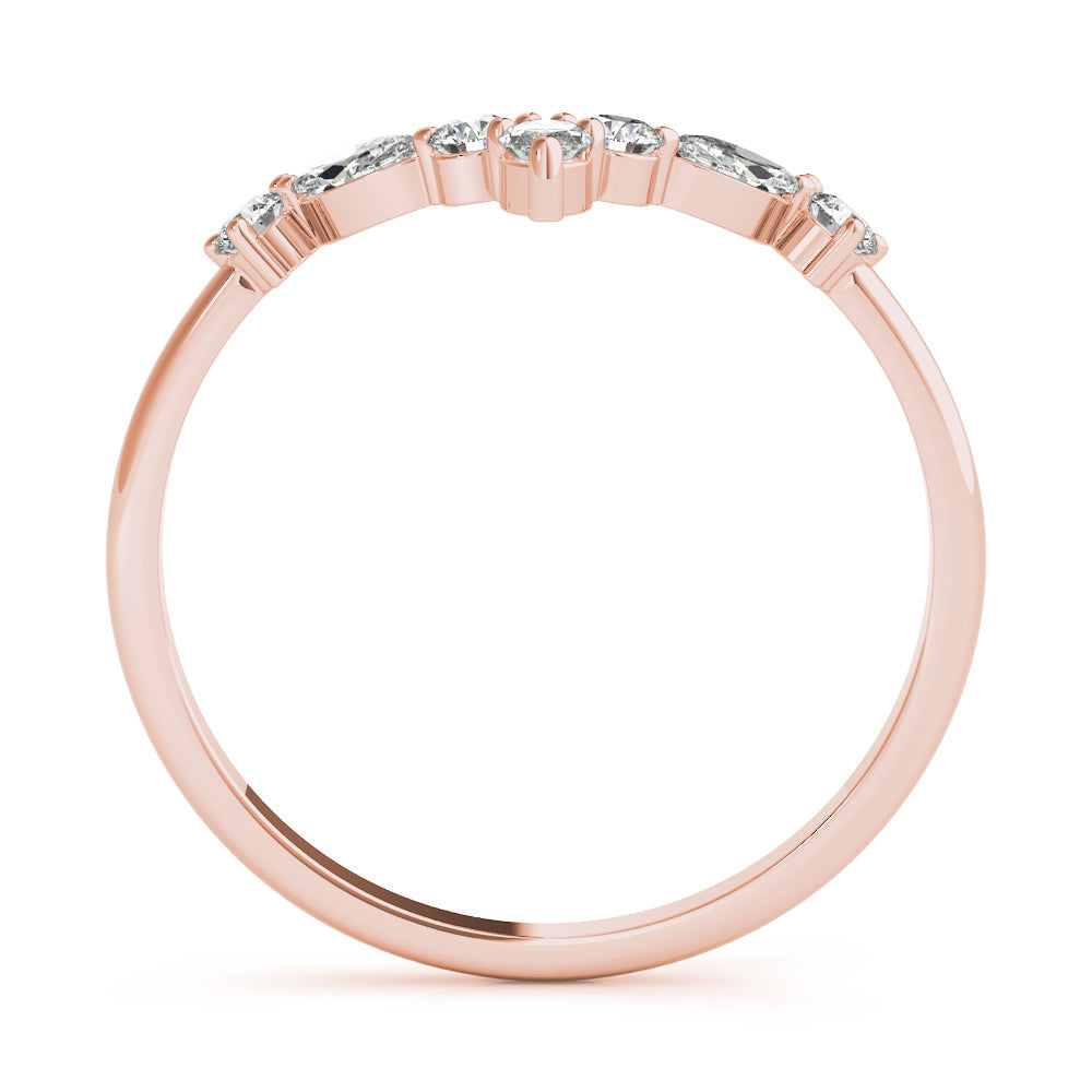 Alternating Round & Marquise Chevron Half Eternity Ring in Gold & Platinum