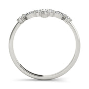 Alternating Round & Marquise Chevron Half Eternity Ring in Gold & Platinum