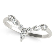 Alternating Round & Marquise Chevron Half Eternity Ring in Gold & Platinum
