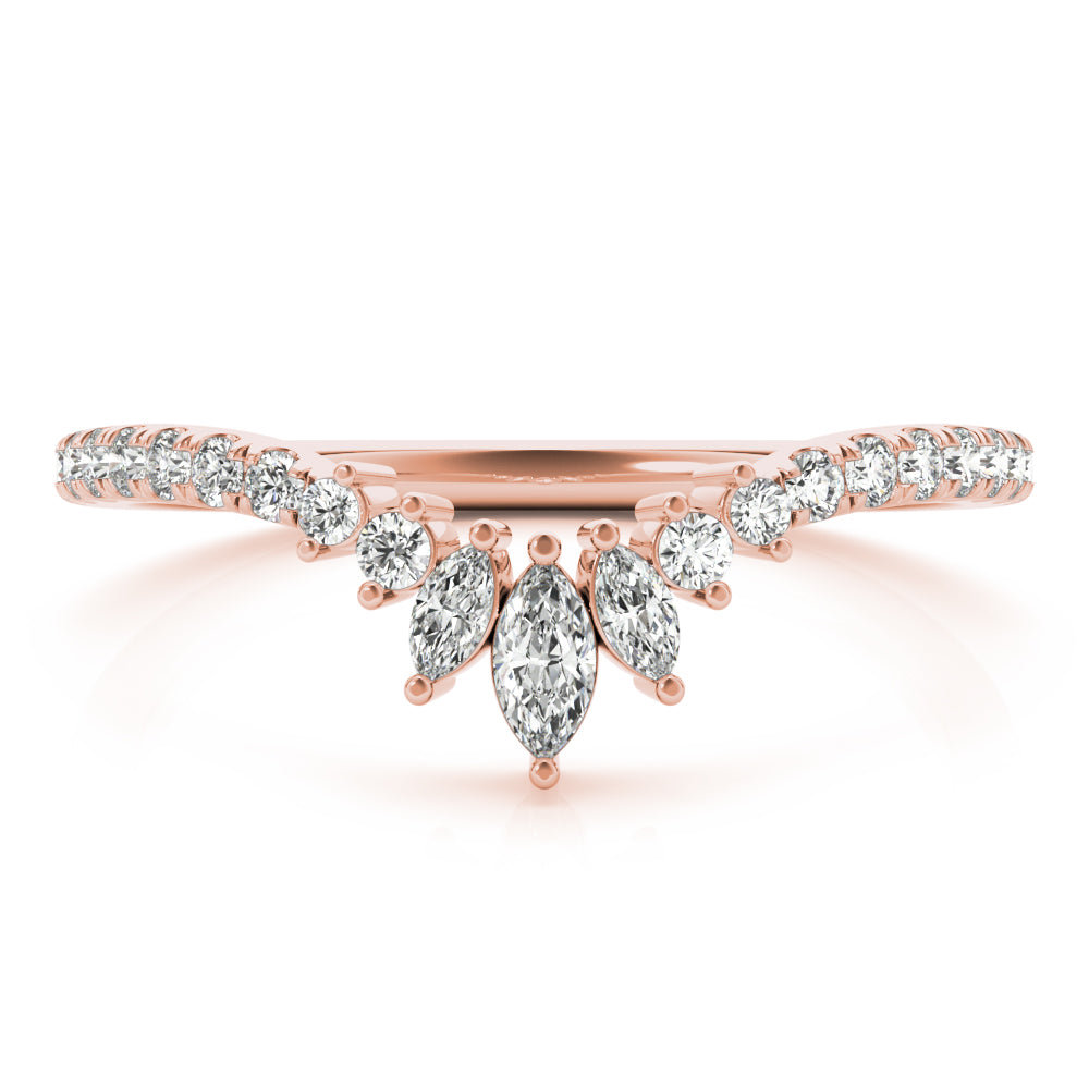 Round & Marquise Diamond Half Eternity Ring in Gold & Platinum