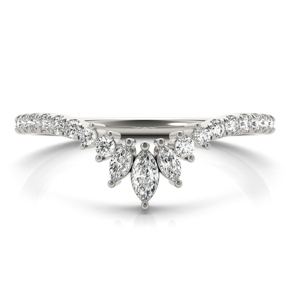 Round & Marquise Diamond Half Eternity Ring in Gold & Platinum