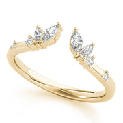 Round & Marquise Open Chevron Half Eternity Ring in 10K/14K gold and platinum with certified lab-grown or natural diamonds