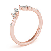 Round & Marquise Open Chevron Half Eternity Ring in Gold & Platinum