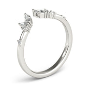 Round & Marquise Open Chevron Half Eternity Ring in Gold & Platinum