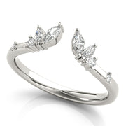 Round & Marquise Open Chevron Half Eternity Ring in Gold & Platinum