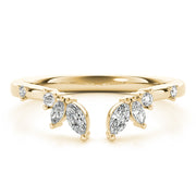 Round & Marquise Open Chevron Half Eternity Ring in Gold & Platinum
