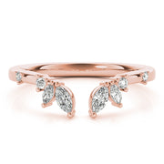Round & Marquise Open Chevron Half Eternity Ring in Gold & Platinum