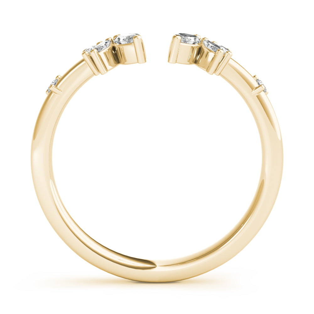Round & Marquise Open Chevron Half Eternity Ring in Gold & Platinum