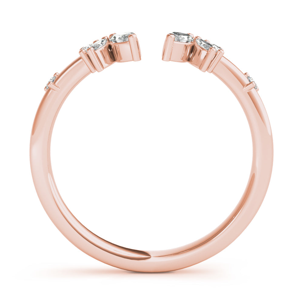Round & Marquise Open Chevron Half Eternity Ring in Gold & Platinum