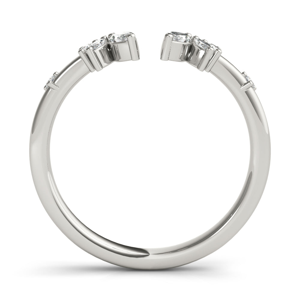 Round & Marquise Open Chevron Half Eternity Ring in Gold & Platinum