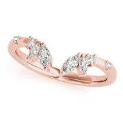 Round & Marquise Open Chevron Half Eternity Ring in Gold & Platinum