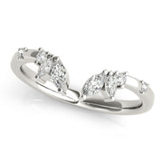 Round & Marquise Open Chevron Half Eternity Ring in Gold & Platinum