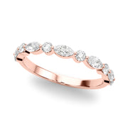 Alternating Marquise & Round Half Eternity Ring in Gold & Platinum