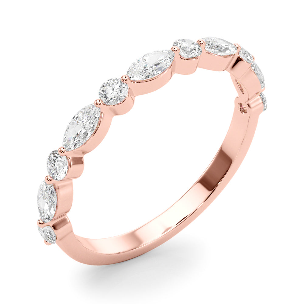 Alternating Marquise & Round Half Eternity Ring in Gold & Platinum