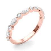Alternating Marquise & Round Half Eternity Ring in Gold & Platinum