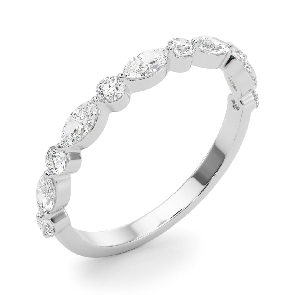 Alternating Marquise & Round Half Eternity Ring in Gold & Platinum