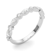 Alternating Marquise & Round Half Eternity Ring in Gold & Platinum
